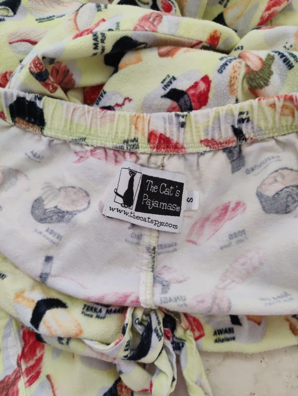 Vintage Y2K Cat's Pajamas Sushi Flannel Pajama Set Buffy Wasabi Small 🍣🍣 - Picture 10 of 16